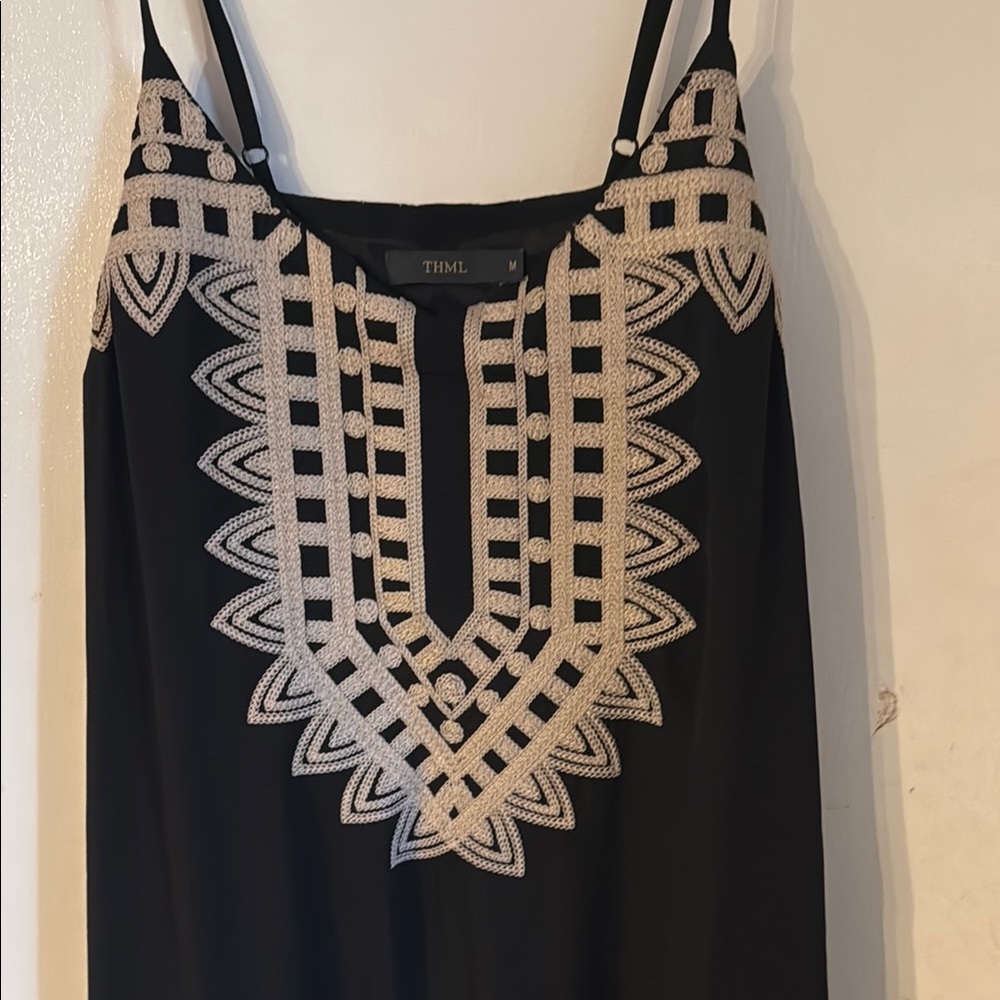 THML Black Embroidered Women's Dress